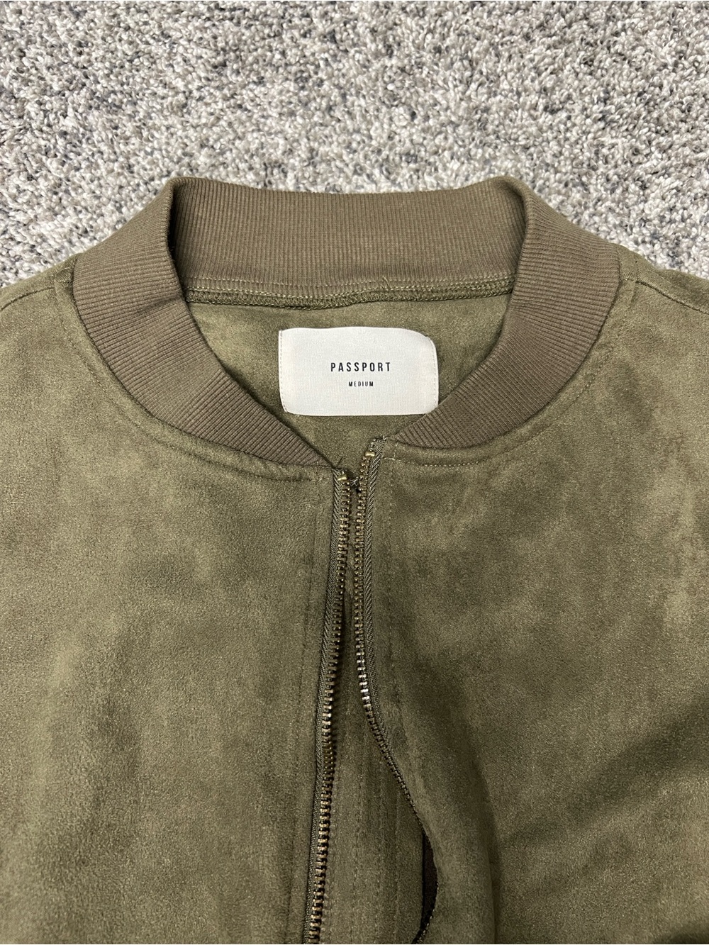 Passport Solo Traveler Woman’s Medium Faux Suede Bomber Varsity Jacket - Picture 2 of 7